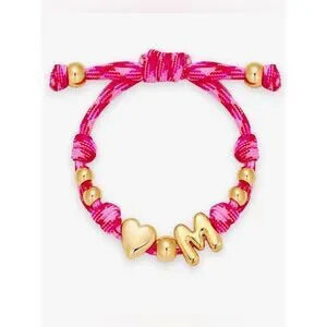 NEW?14K Gold-Plated Knotty Bubble Letter Initial Heart Bracelet